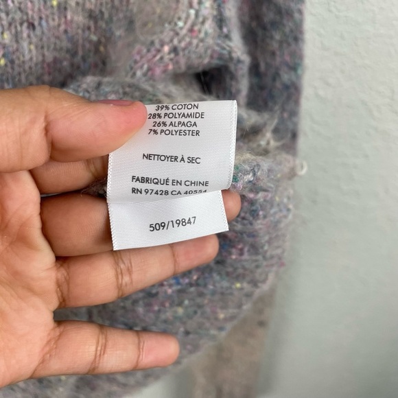 WHITE + WARREN confetti blend crewneck sweater in grey multi - Picture 8 of 8